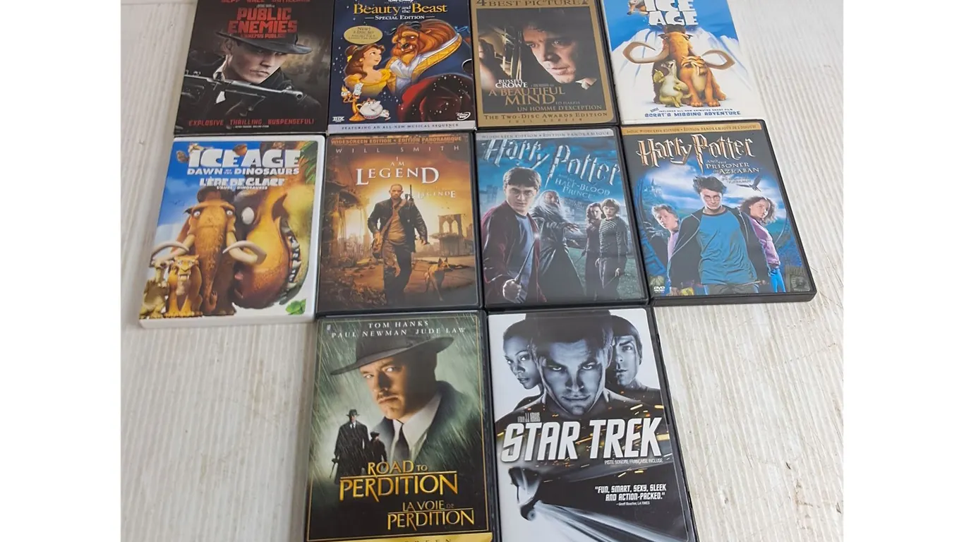 (10) DVD Movies - A Beautiful Mind, Ice Age, Harry Potter