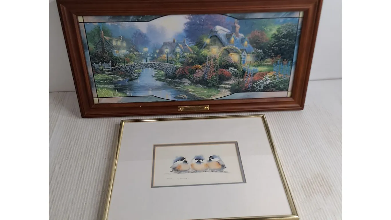 (2) Framed Wall Decor - Largest 23" x 11.5"