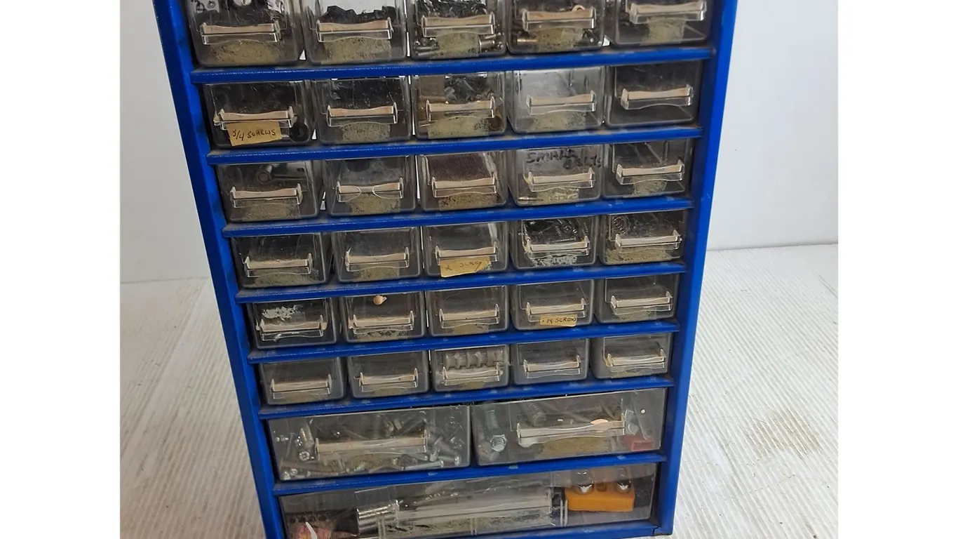 33-Drawer Small Parts Bin - 16x12x6" w/Contents - Cannot Ship