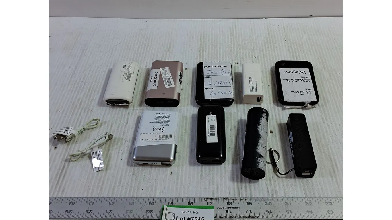 Assorted Power Banks (9), Charging Cords (2)