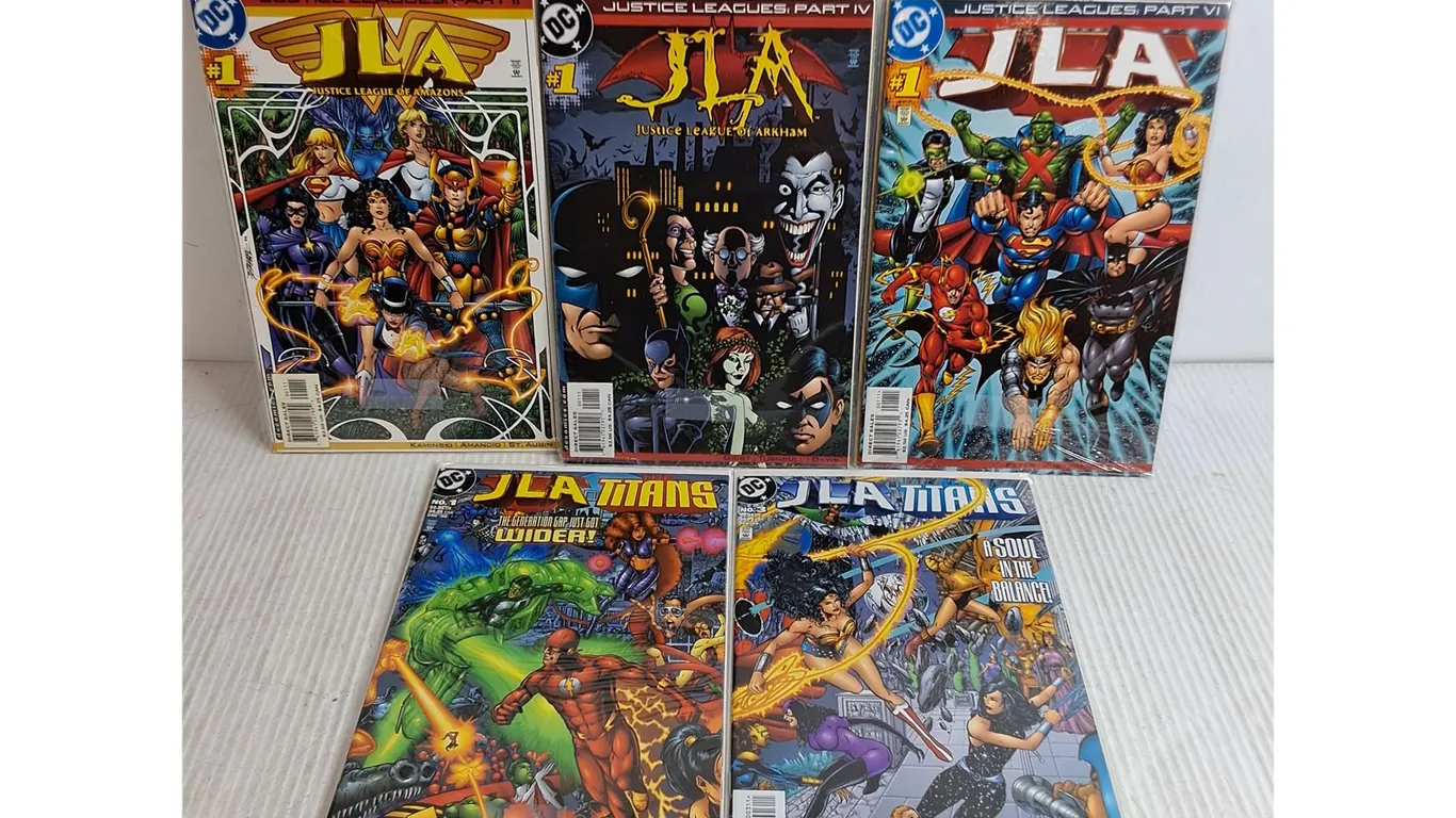 (9) Justice League Comic Books- (6) #1's and #1-3