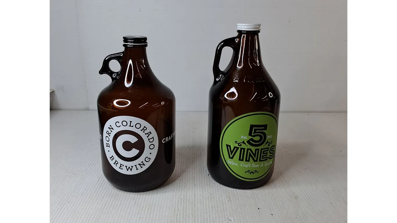 (2) Glass Growler Bottles (Up To 12")