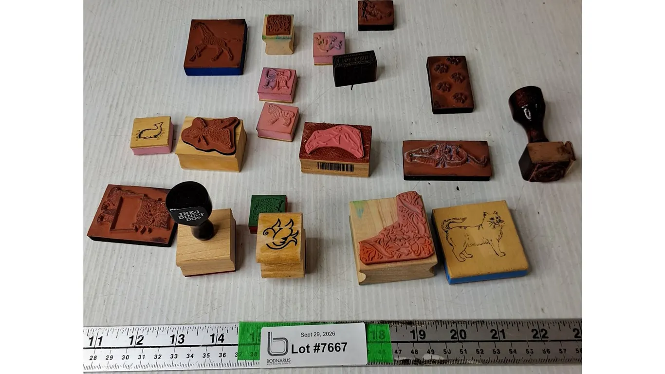 Collection Of Wood-Mounted Rubber Stamps