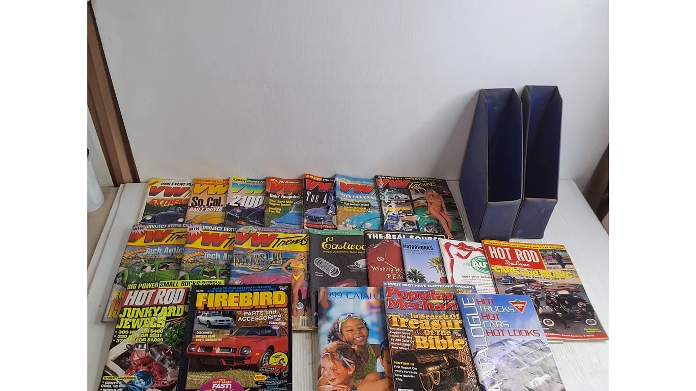 (2) Mostly Automotive Magazines from 1990's - Some Moisture Damage, Mag Holders