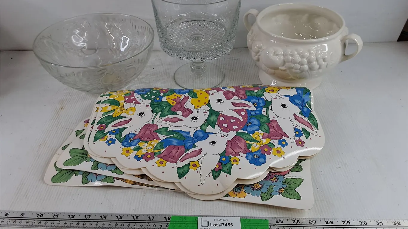 Glass Bowl, Footed Glass Bowl, Ceramic Soup Bowl, PVC Table Mats