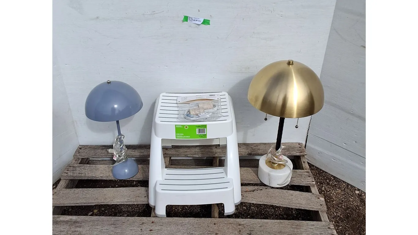 ~Step Stool, Curtain Holder Hooks, (2) Lamps Tested No Shipping