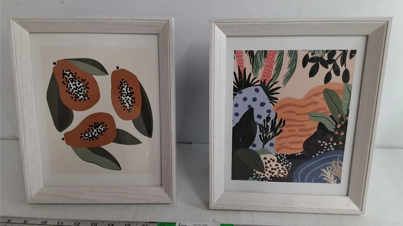 Framed Papaya & Jungle Art Prints 11.5" x 9.5"
