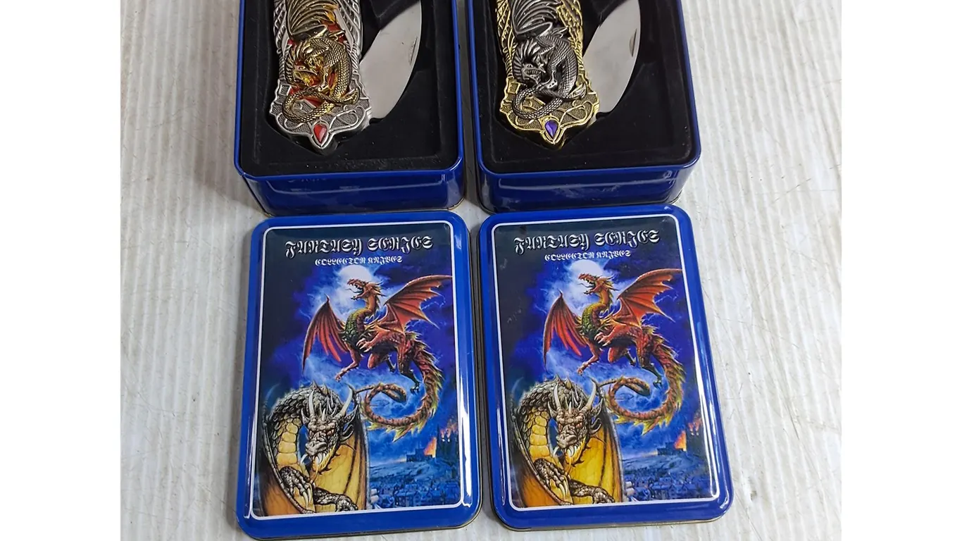 (2) Dragon Fantasy Jack Knives w/Collector Tins