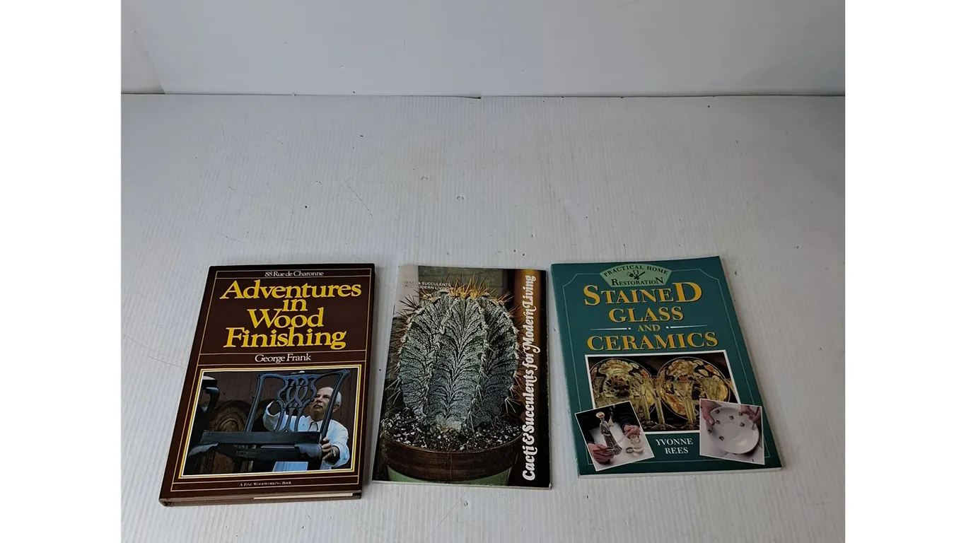 (3) Books; Adventures In Wood Finishing, Stained Glass And Ceramics, Misc