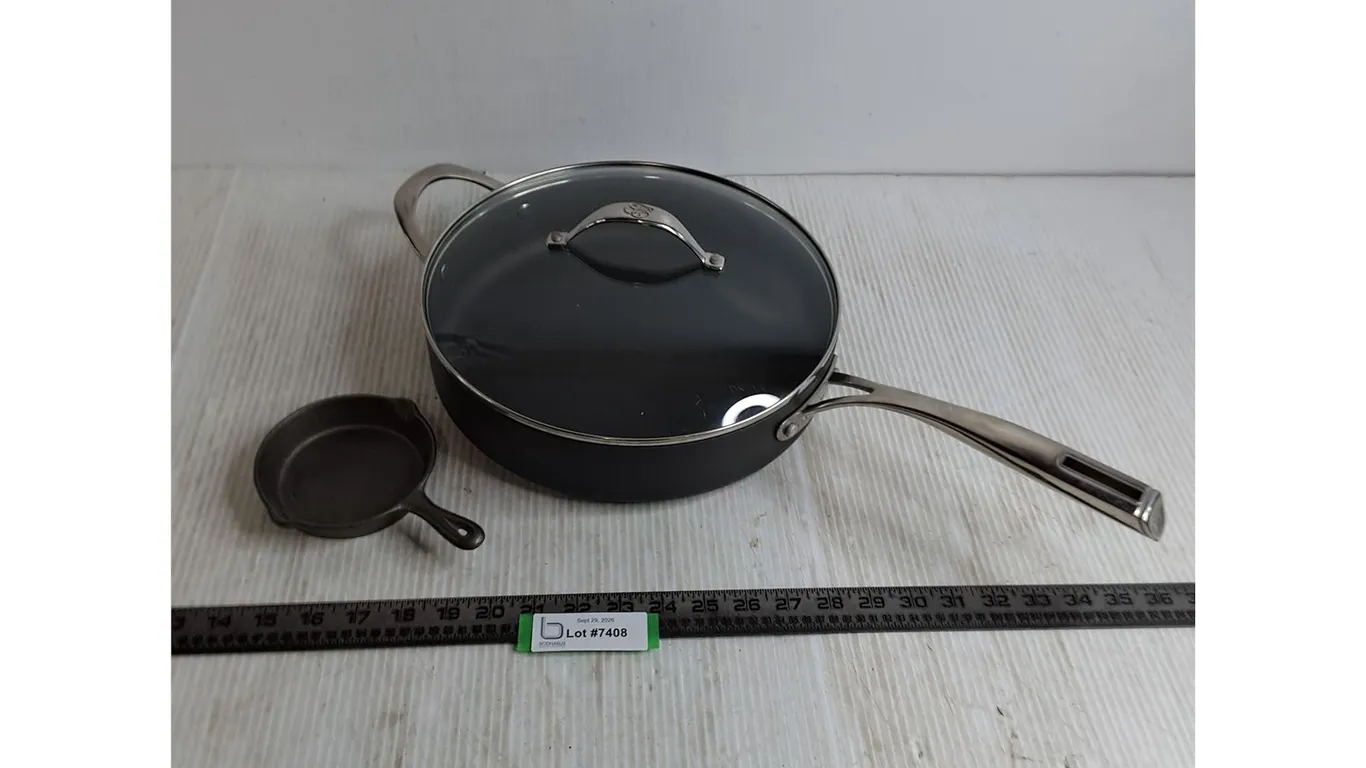 Cat Cora 11" Fry Pan w/Lid, 4.5" Cast Iron Skillet