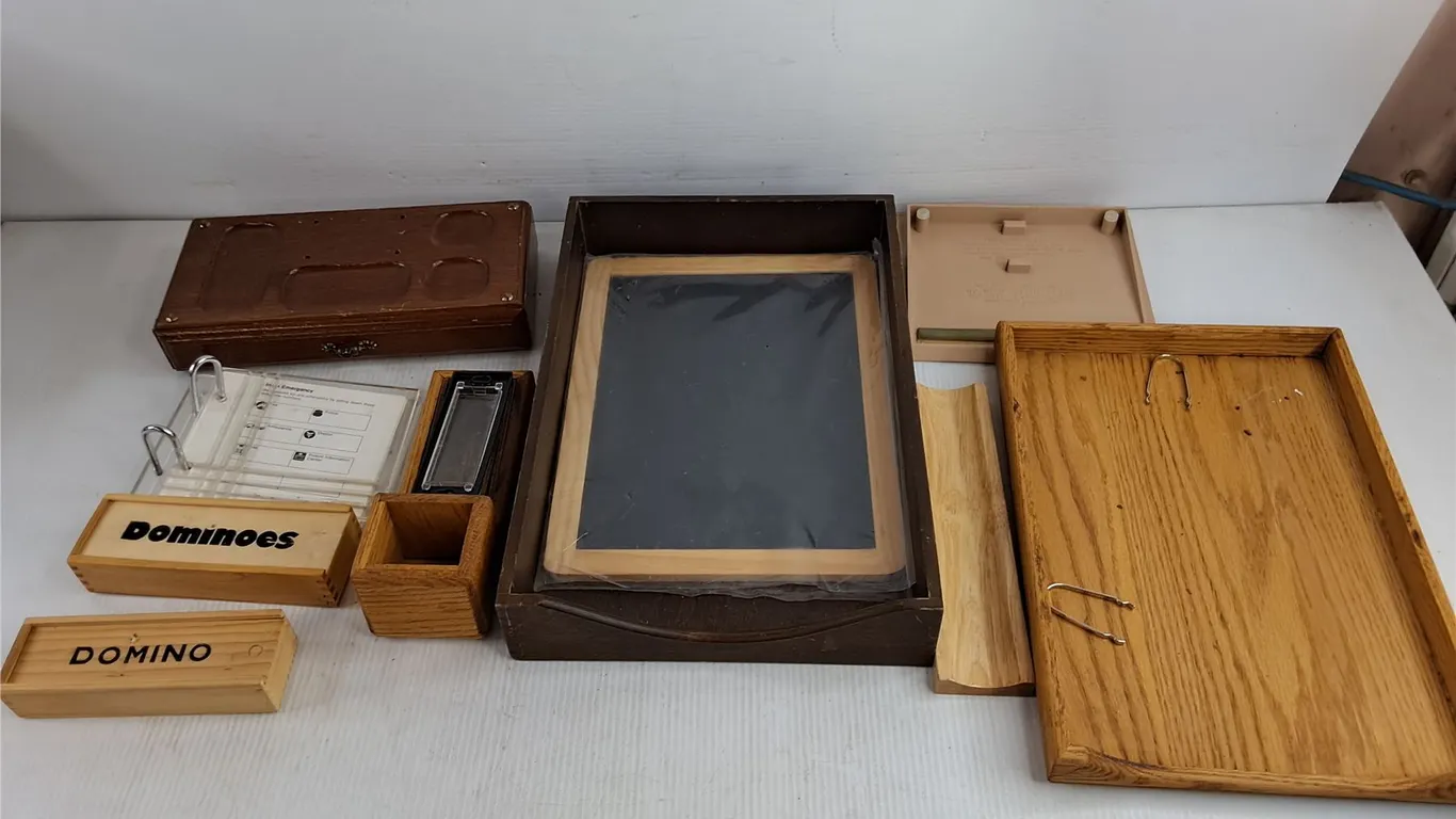 Dominoe Boxes, Wooden Trays, Jewelry Box, Misc