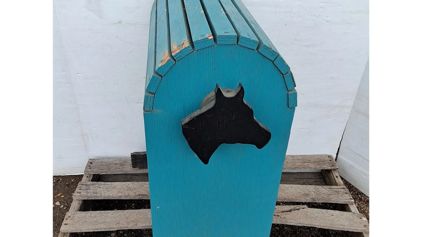 ***Blue Wooden Saddle Stand No Shipping
