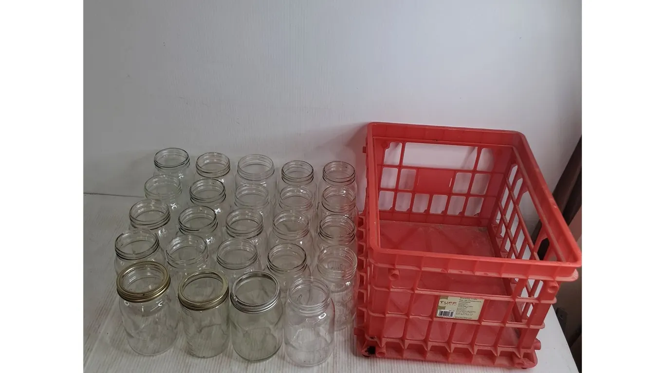 (24) Assorted Sealer Jars, Tuff Crate - Cannot Ship