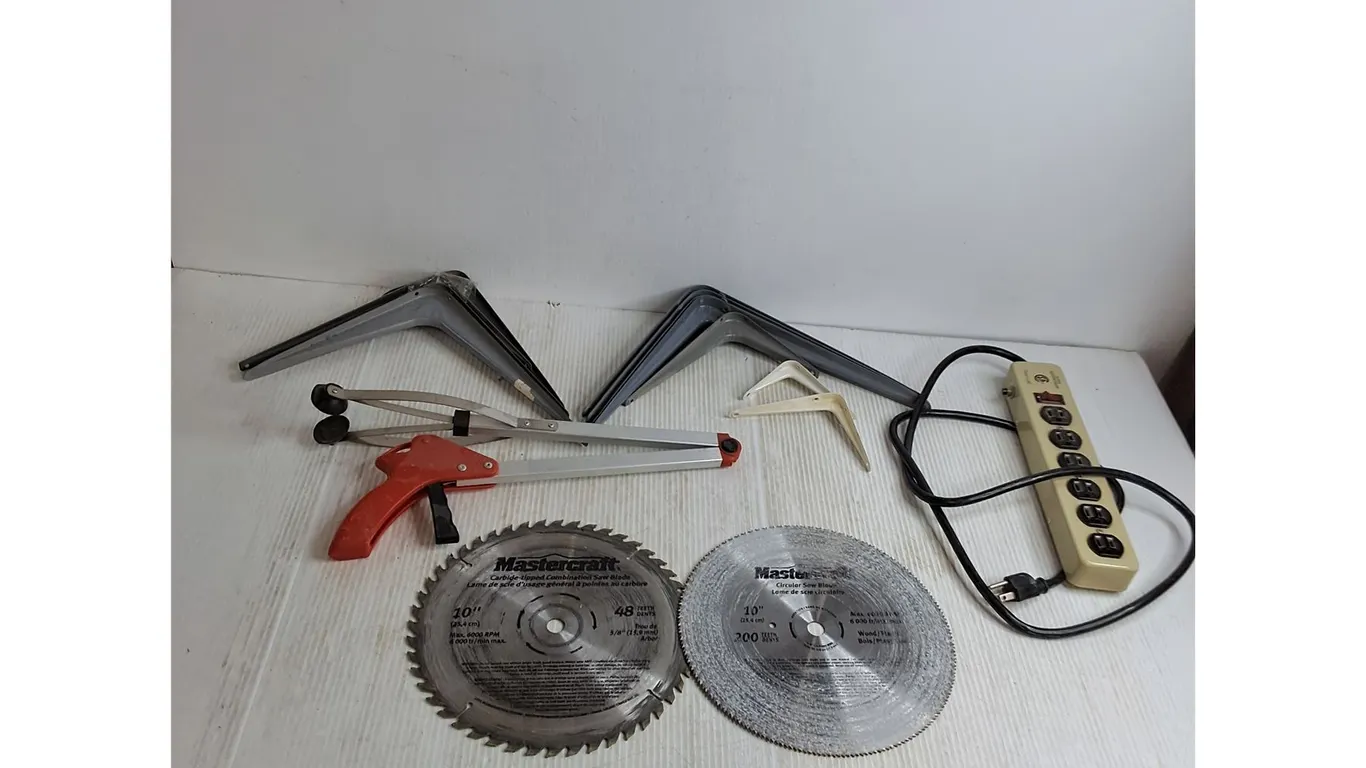 10" Saw Blades, Shelf Brackets, Grabber Arm, Power Bar