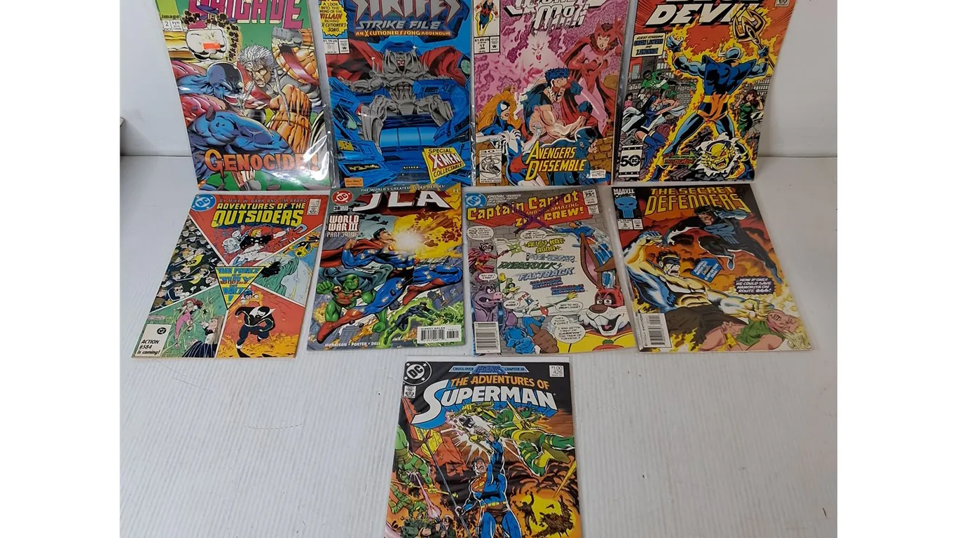 (9) Comics- Superman, Wonder Man, Blue Devil, Misc.