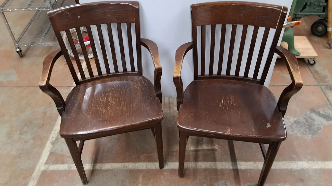 *(2) Wooden Chairs 34" x 24" x 19", PICKUP ONLY