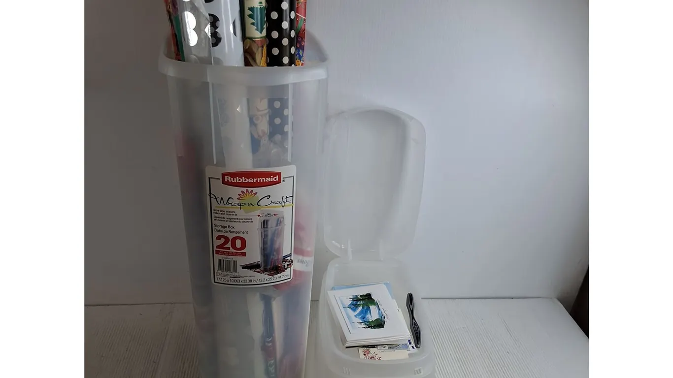 Rubbermaid "Wrap n Craft" Storage Tote w/Contents - Cannot Ship