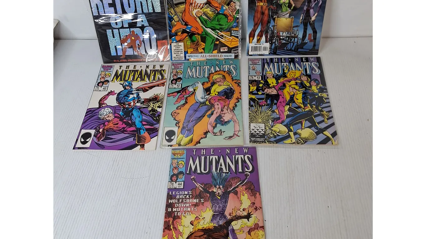 (7) Comics- The New Mutants, Mighty Crusaders, Justice League America, Misc.
