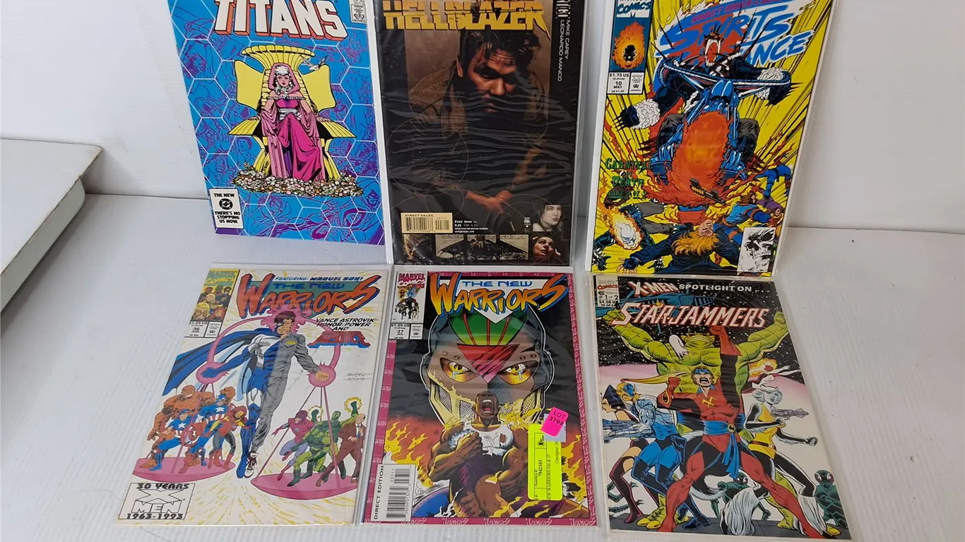 (6) Comics- The New Warriors, Teen Titans, Starjammers, Misc.