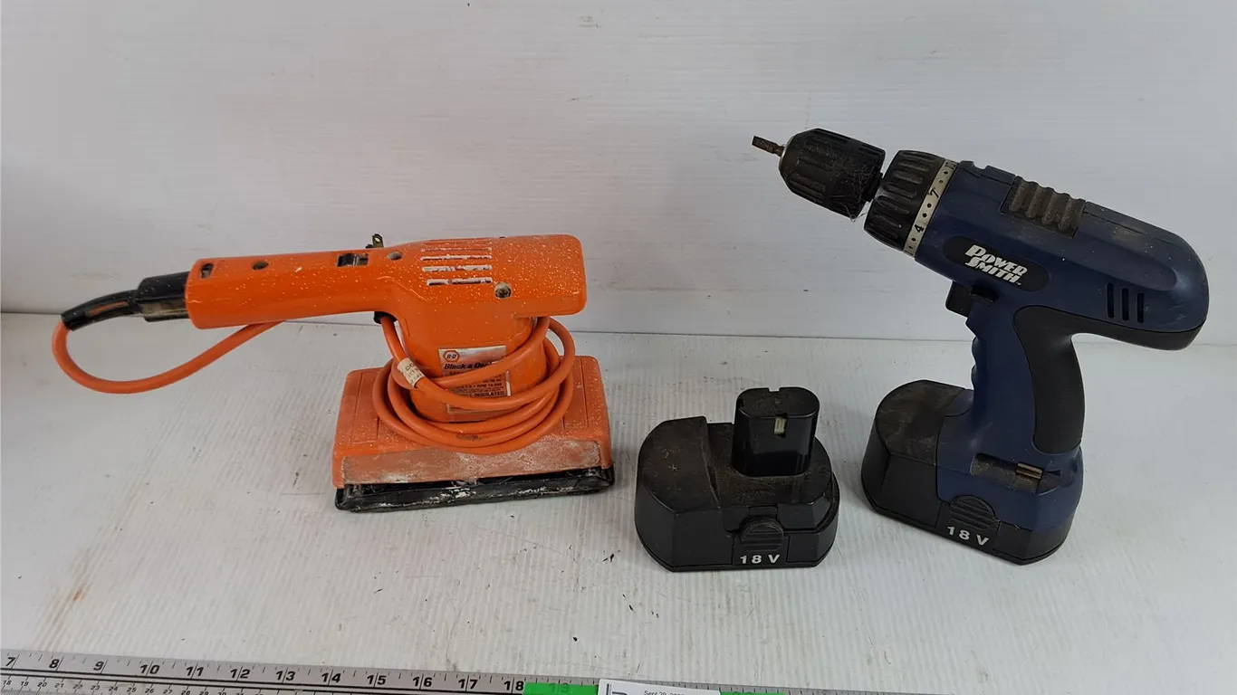 Black & Decker Electric Sander - Powers On, As Is, Power Smith Cordless Drill w/Batteries - As Is
