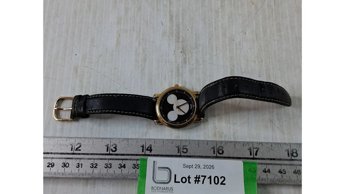 Times Mickey Mouse Disney Watch, Black Band, Works