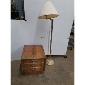 * MDF Faux Drawer Side Table, Adjustable Floor Lamp - 58" High, Working - Cannot Ship