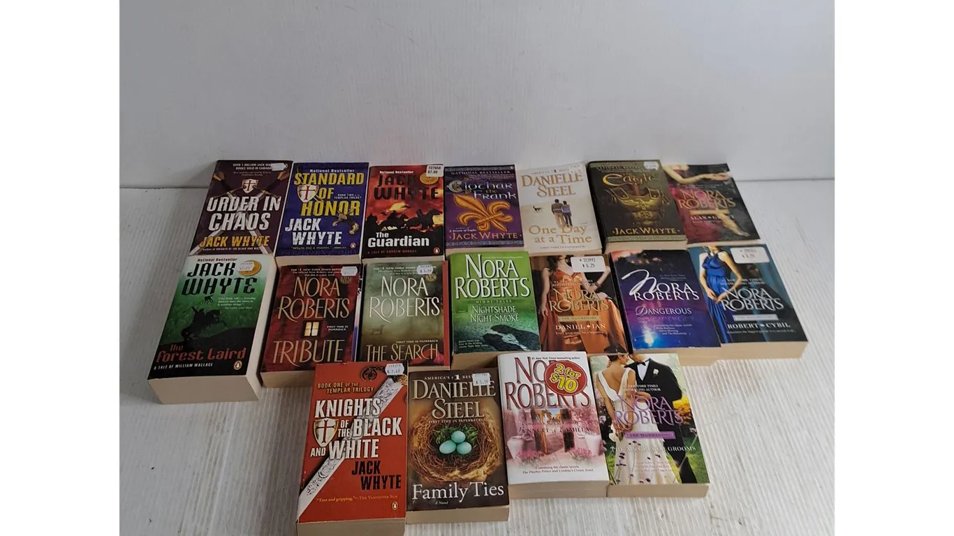 (18) Paperback Novels - Jack Whyte, Nora Roberts, Danielle Steel