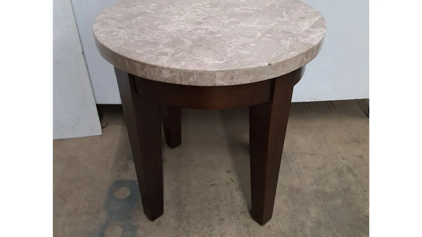 * Stone Top Side Table - 22" Diameter x 22.5" High - Cannot Ship