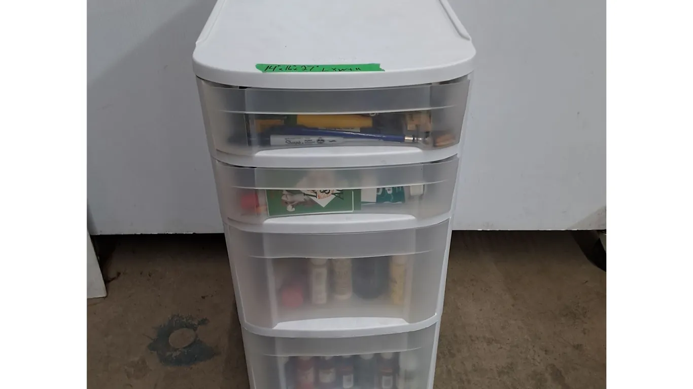 * 4-Bin Sterilite Cart w/Assorted Art & School Supplies - Cannot Ship