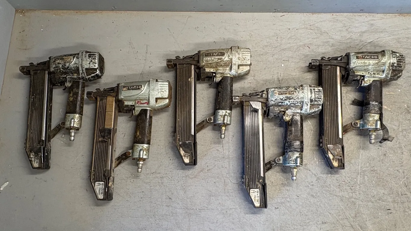 (5) Hitachi 16 Gauge 2" Pneumatic Staplers