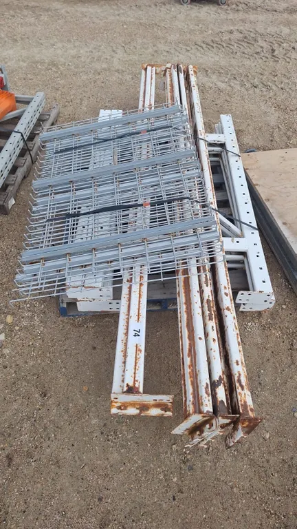 Pallet racking White with 2 uprights, 4 beams and 4 mesh