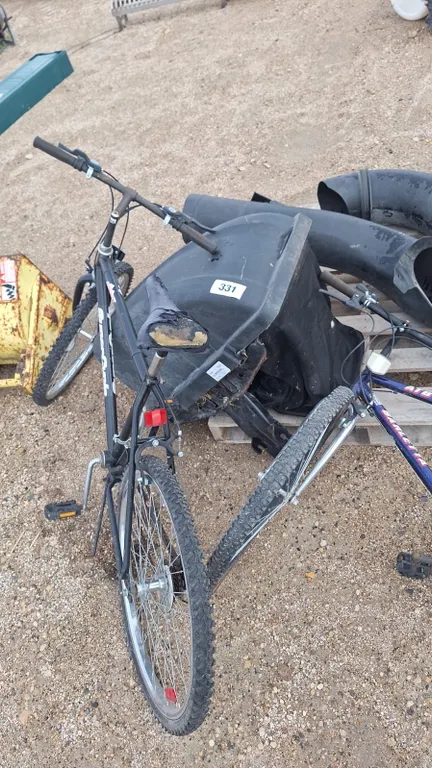 2-Bicycles and lawnmower grass bager for zero turn cub cadet