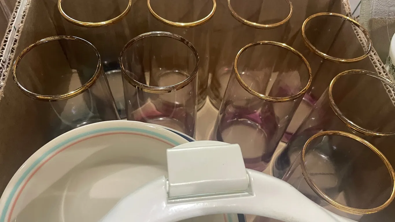 (10) Water Glasses with Gold Rim