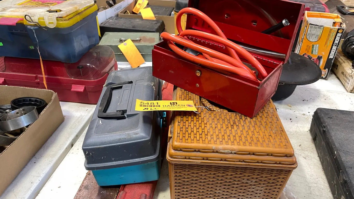 Metal Tool Box and Plastic Tool Box with Contents