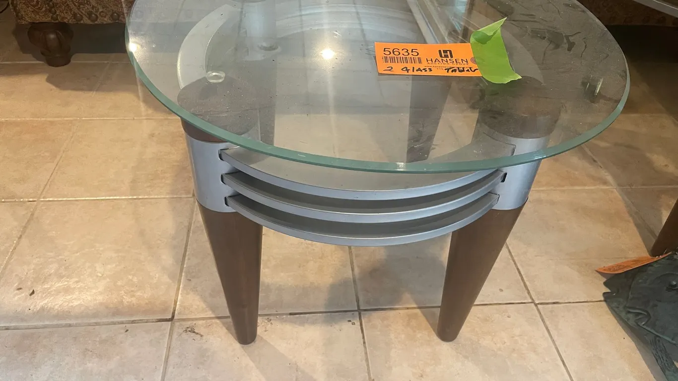 (2) Glass Top Tables