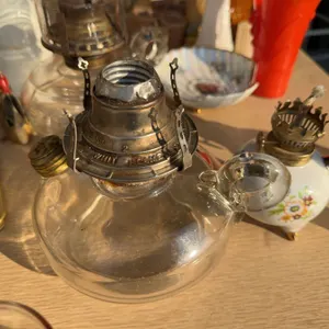 Tabletop Oil Lamps – Glass and Floral Ceramic Base