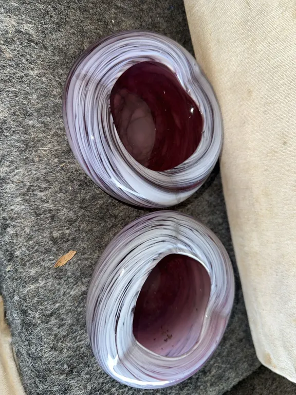 Purple Swirl Art Glass Bowl Sculptures