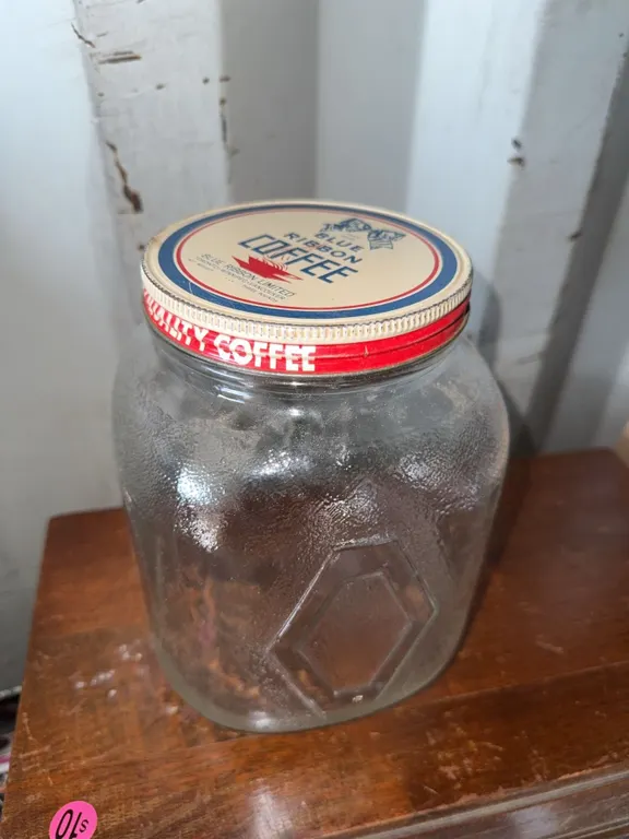 Blue Ribbon Coffee Glass Jar with Metal Lid