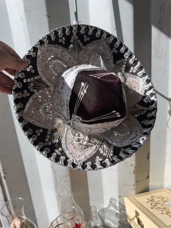 BELRI HAND Black and Silver Mexican Charro Sombrero
