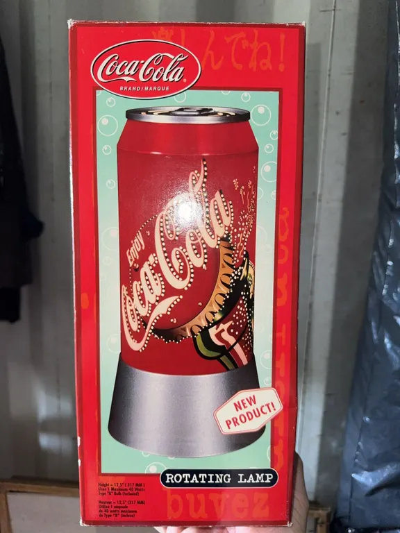Coca-Cola Rotating Lamp, Soda Can Design, With Original Box