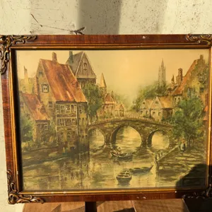 3 Framed Prints with Ornate Wooden Frames