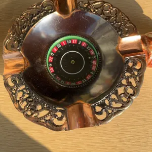Roulette Theme Metal Ashtray and Novelty Tabletop Lighter Set