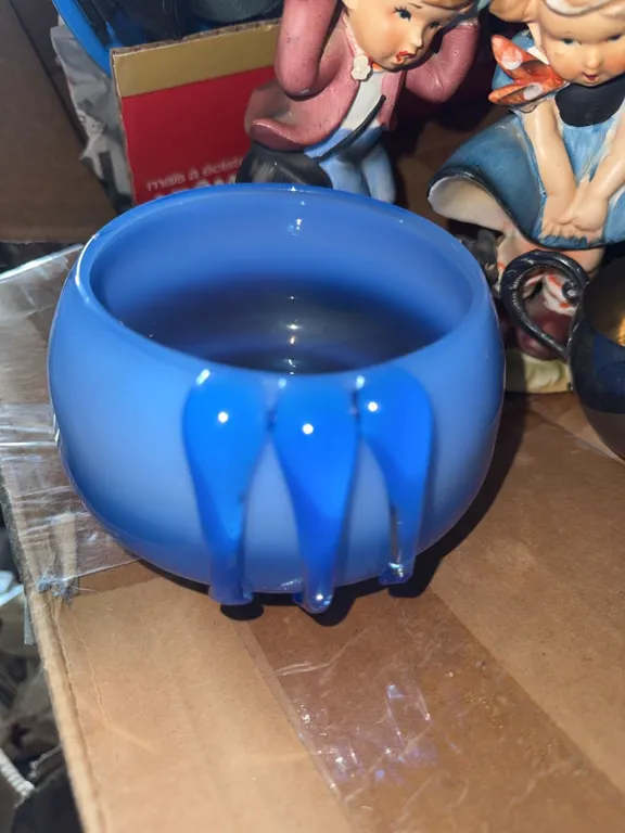 Decorative Lot: Art Glass Bowl, Hummel Figurine, Silver Bowl, Pottery, Photo Frame