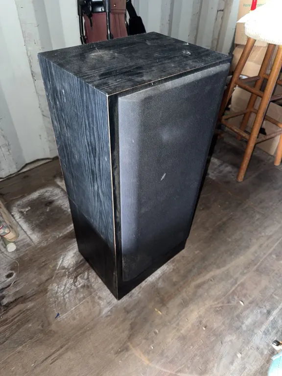 Tall Rectangular Black Floor Speaker Cabinet