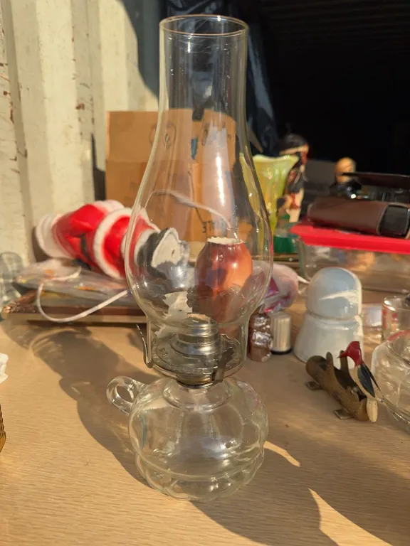 Clear Glass Miniature Oil Lamp with Wick and Chimney