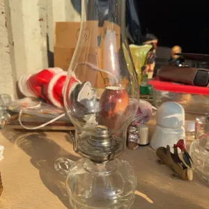 Clear Glass Miniature Oil Lamp with Wick and Chimney