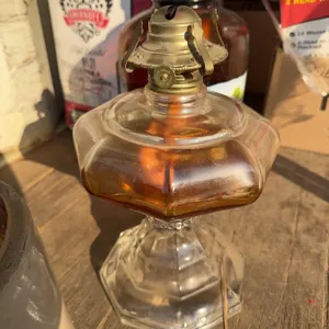 Clear Glass Oil Lamp with Brass Burner