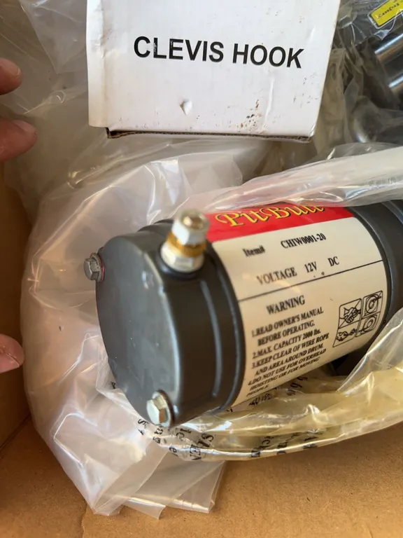 PitBull 12V DC Winch with Clevis Hook and Mounting Hardware