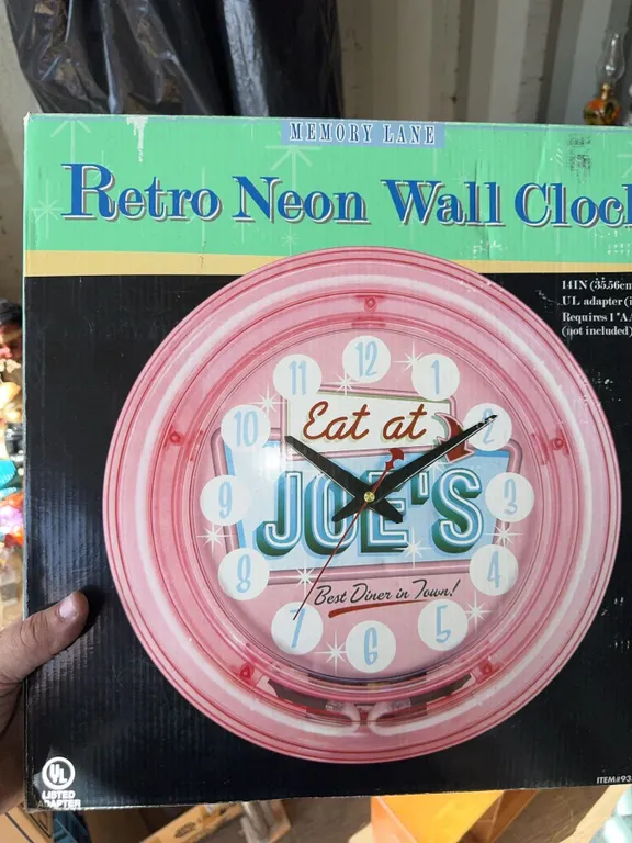 Memory Lane Retro Neon Wall Clock Eat at Joe's