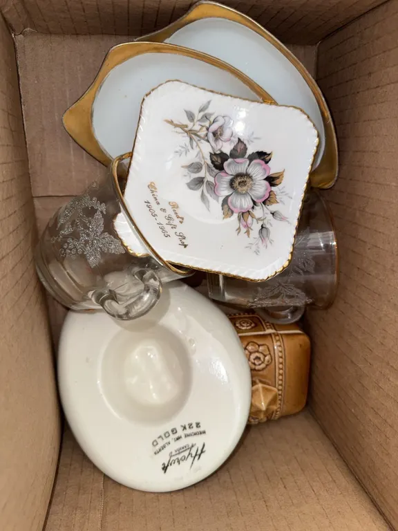 Lot Decorative Collectibles Including Rotary Club Calgary Hat and Avon Dish